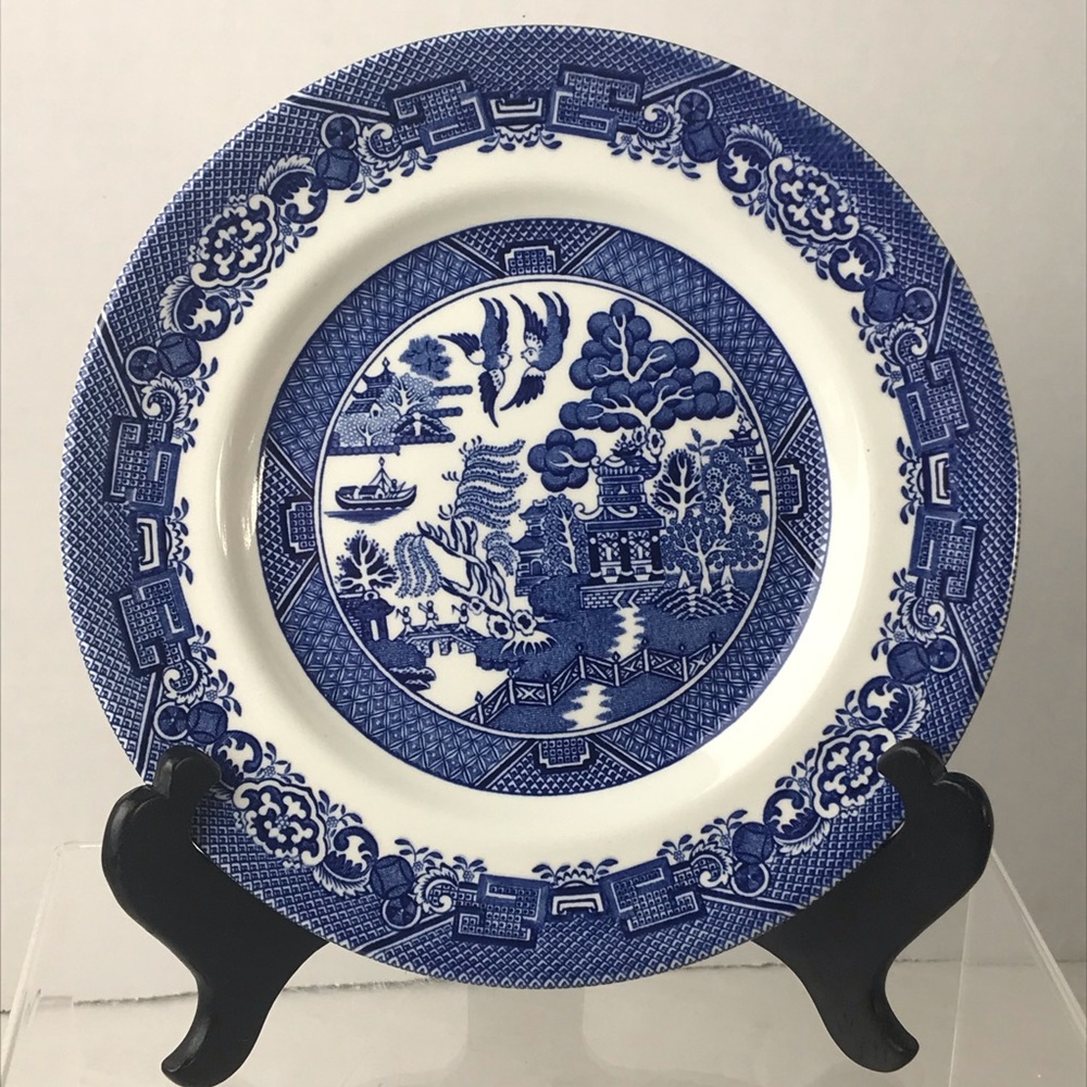 WOOD & SONS WOODS WARE BLUE WILLOW 8" Luncheon Plate